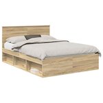 vidaXL Cadre de lit Chêne Sonoma 135 x 190 cm Pin massif