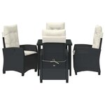 vidaXL Ensemble de salle à manger de jardin 5 pièces avec des coussins en poly rattan noir.