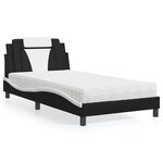 vidaXL Lit avec matelas noir et blanc 100x200 cm similicuir