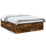 vidaXL Cadre de lit chêne fumé 150x200 cm bois d'ingénierie