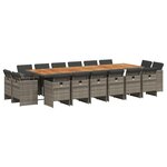 vidaXL Ensemble à manger de jardin 17 Pièces et coussins résine tressée