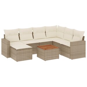 vidaXL Salon de jardin avec coussins 8 Pièces beige résine tressée