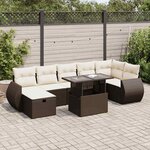 vidaXL Salon de jardin 8 Pièces avec coussins marron résine tressée