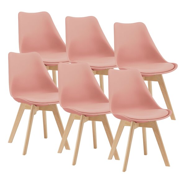 Lot de 6 chaises de salle à manger fläten similicuir hêtre rose 03_0006783