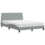 vidaXL Lit avec matelas Hanko gris clair 140x200 cm tissu