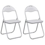vidaXL Chaise pliante 2 pc Simili cuir Blanc et Gris 48 x 43 5 x 81 cm