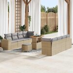 vidaXL Ensemble de canapé de jardin 11 Pièces Beige polyrotin
