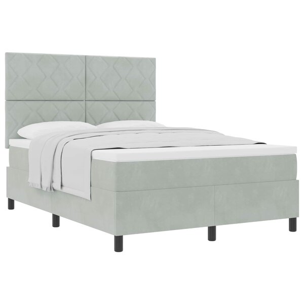 vidaXL Lit à ressorts avec matelas Gris clair 140 x 190 cm Velours
