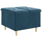 vidaXL Pouf de rangement avec coussin Bleu 60 x 60 x 45 cm Velours