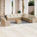 vidaXL Salon de jardin avec coussins 12 Pièces beige résine tressée