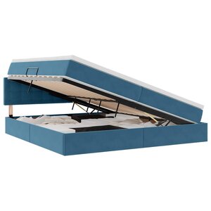 vidaXL Lit avec rangement et LED Bleu foncé 200 x 200 cm Velours