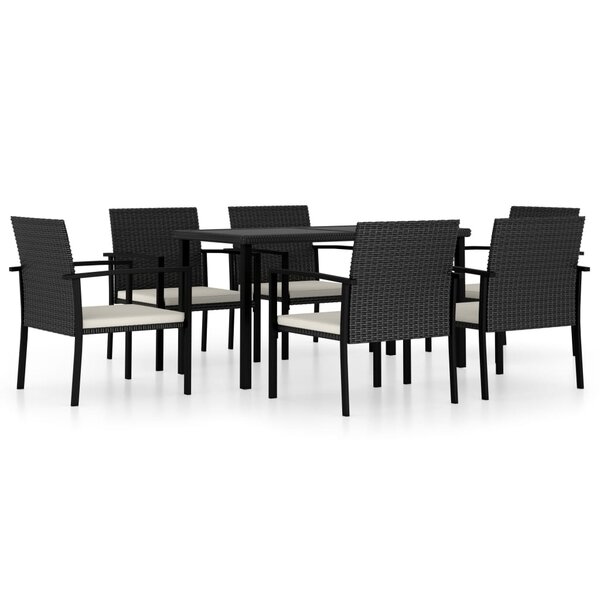 vidaXL Ensemble à manger de jardin 7 Pièces Résine tressée Noir