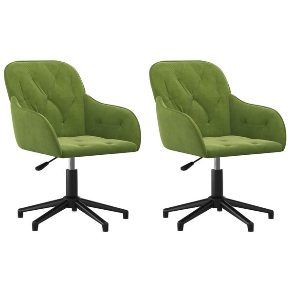 vidaXL Chaises pivotantes à manger lot de 2 Vert clair Velours
