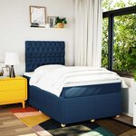 vidaXL Sommier à lattes de lit avec matelas Bleu 120x200 cm Tissu