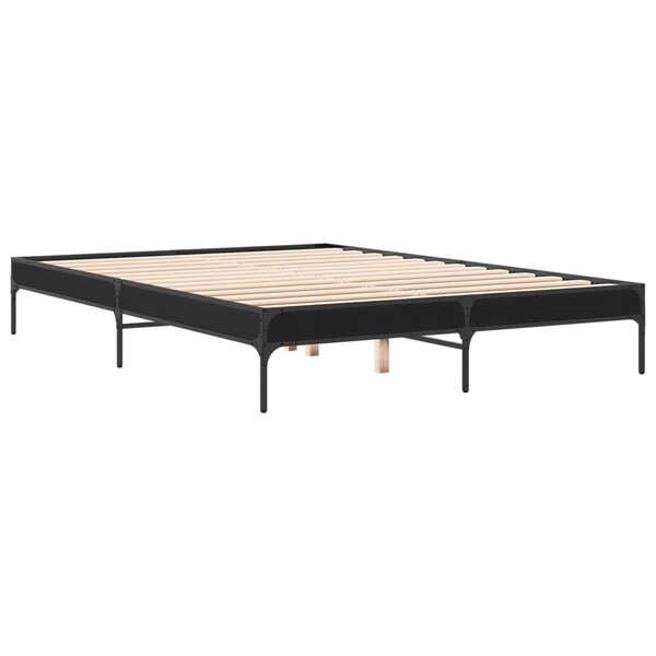 vidaXL Cadre de lit noir 150x200 cm bois d'ingénierie et métal