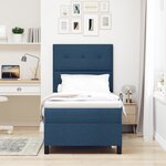 vidaXL Lit à ressorts avec matelas et LED bleues 90x190 cm en tissu