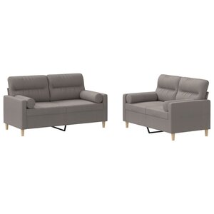 vidaXL Ensemble de canapés 2 Pièces avec coussins taupe tissu