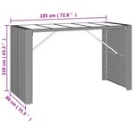 vidaXL Table de bar et dessus en verre noir 185x80x110 cm poly rotin