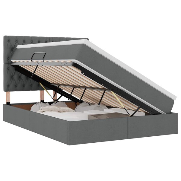 vidaXL Lit avec rangement et matelas Gris foncé 140 x 200 cm Polyester