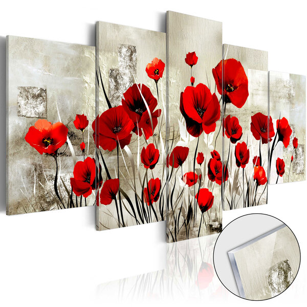 Tableau sur verre acrylique - сhamp bordeaux [glass] l x h en cm 200x100