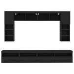 vidaXL Ensemble de meubles TV muraux 8 Pièces avec lumières LED noir