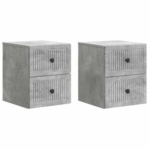 vidaXL Cabinet de chevet mural 2 Pièces Gris béton 33 x 34 5 x 40 cm