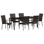 vidaXL Ensemble de salle à manger pour jardin 7 Pièces Marron Poly rotin
