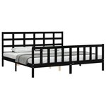 vidaXL Cadre de lit sans matelas noir 200x200 cm bois massif de pin