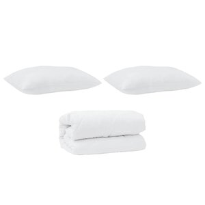 vidaXL Couette avec oreiller 3 Pièces Blanc Microfibre