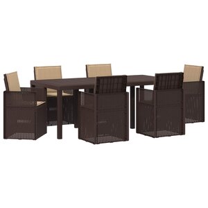vidaXL Ensemble de salle à manger pour jardin 7 Pièces Marron et taupe PP