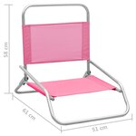 vidaXL Chaises de plage pliables 2 Pièces Rose Tissu