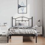 vidaXL Cadre de lit métal sans matelas avec tête de lit noir 100x190cm