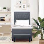 vidaXL Lit à Ressorts avec Matelas & Banc Gris Foncé 100x200 cm Velours