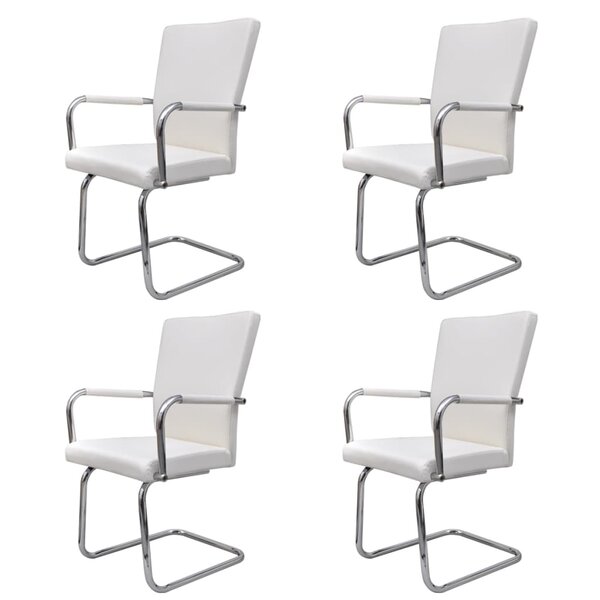 vidaXL Chaises à manger cantilever lot de 4 blanc similicuir