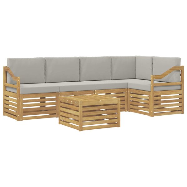 vidaXL Ensemble de canapés d'extérieur 6 Pièces Blanc et gris clair