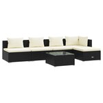 vidaXL Salon de jardin 6 Pièces avec coussins Résine tressée Noir