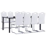 vidaXL Ensemble de salle à manger 9 Pièces Similicuir Blanc