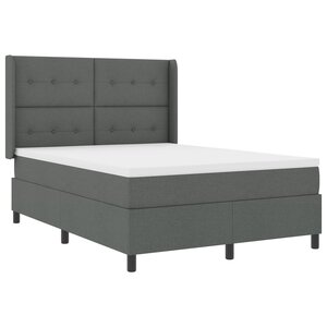 vidaXL Lit ressort avec matelas et LED gris foncé 160 x 200 cm en tissu
