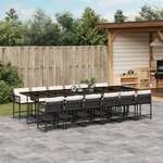 vidaXL Ensemble à manger de jardin 13 Pièces coussins noir résine tressée