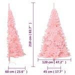 vidaXL Demi sapin de Noël artificiel avec support Rose 210 cm PVC