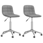 vidaXL Chaises pivotantes à manger lot de 2 gris clair tissu