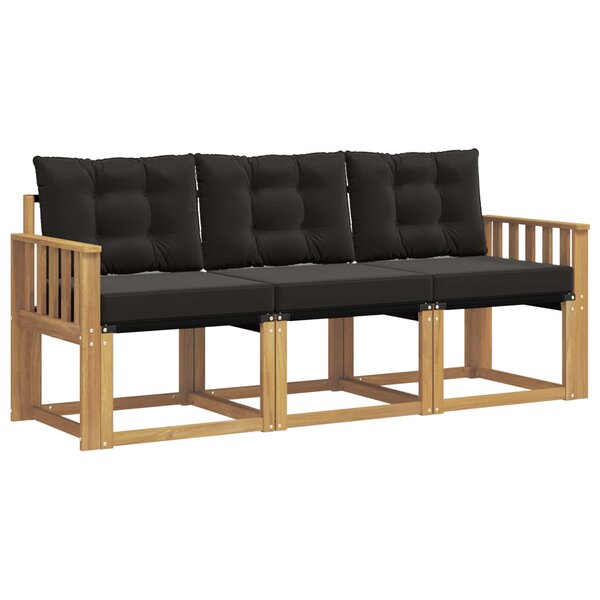 vidaXL Ensemble de canapés d'extérieur 3 Pièces Blanc et noir