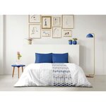Parure de couette microfibre - housse de couette 220 x 240 + 2 taies d'oreiller 63 x 63 - Bleu