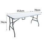 Table pliante - 150 cm - 6 personnes - Revetement en poudre en tubes d'acier