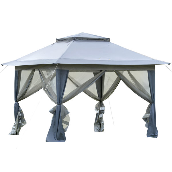Tonnelle barnum de jardin pop-up pliant 3 64L x 3 64l x 2 94H m acier polyester moustiquaires + sac de transport à roulettes gris