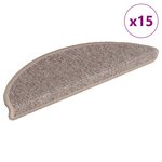 vidaXL Tapis d'escalier 15 pièces 56 x 17 x 3 cm Beige foncé Demi-rond