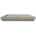 vidaXL Cadre de lit et lumières LED sans matelas sonoma gris 150x200cm
