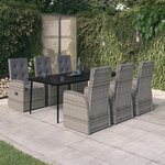 vidaXL Ensemble à manger de jardin avec coussins 7 Pièces Gris