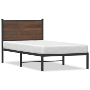 vidaXL Cadre de lit en métal sans matelas chêne marron 90x190 cm