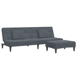 vidaXL Canapé-lit à 2 places avec repose-pied gris foncé velours